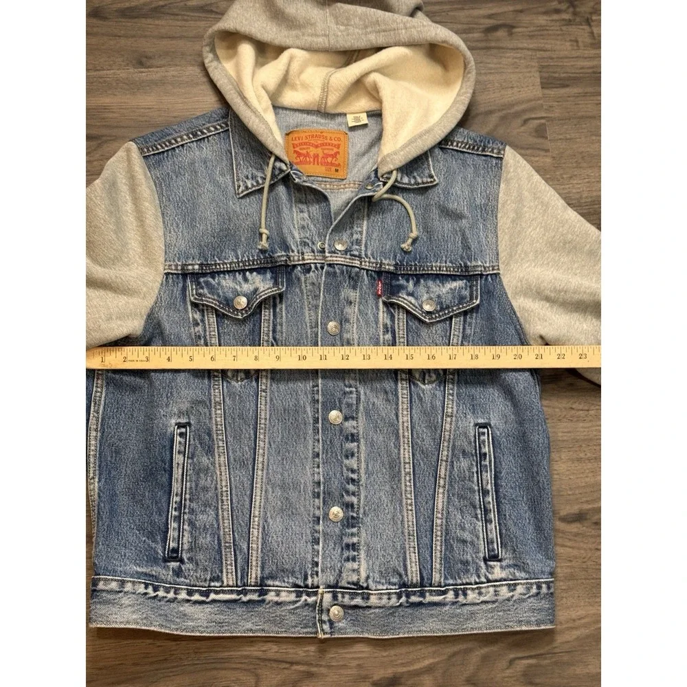 Levi's Trucker Jacket M Y2K Streetwear Hybrid Hoodie Denim Fleece Blokecore